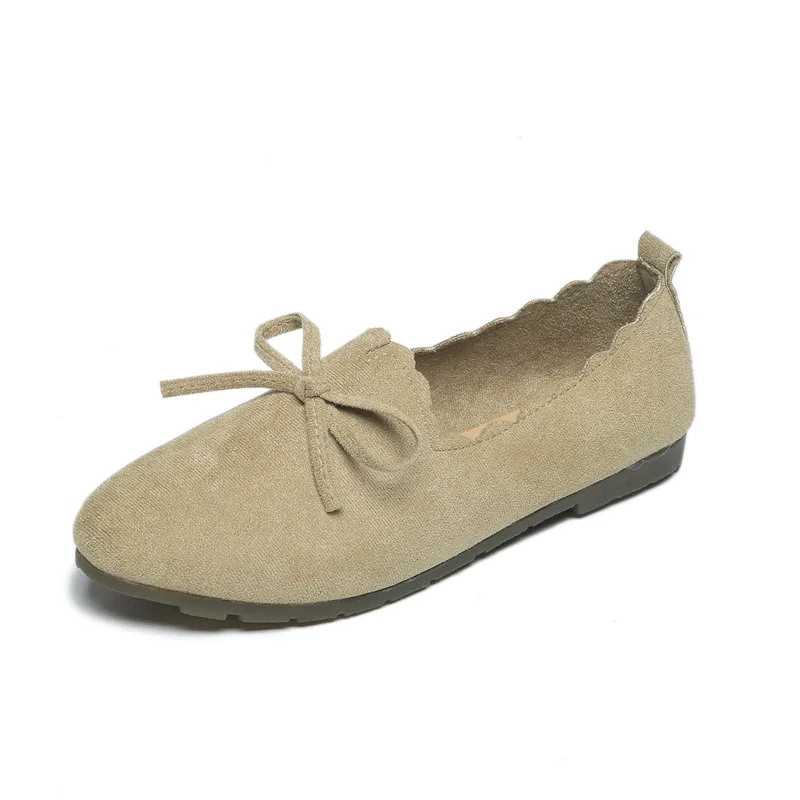 Women Falts Pointed Toe Flats Woman Ballet Flats Faux Suede Bowtie Slip on Flats Shoes Black Loafers Spring Zapatos mujer