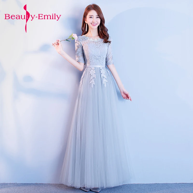 Beauty Emily дешевые платья подружки невесты ТРАПЕЦИЕВИДНОЕ платье для выпускного вечера с аппликацией длинное свадебное платье Vestido de festa