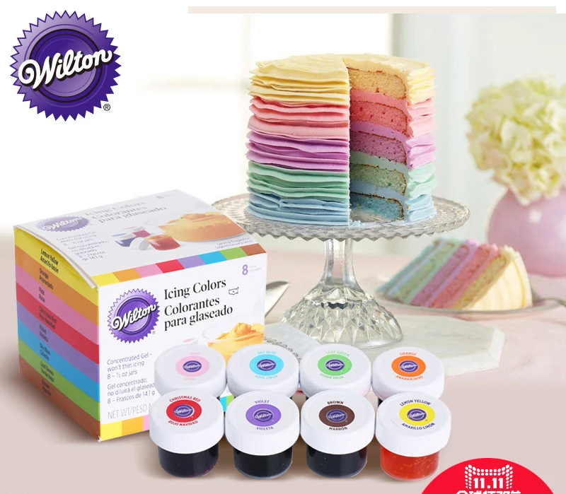 8 pc America Double sugar cake pigment color paste food baking wilton 8