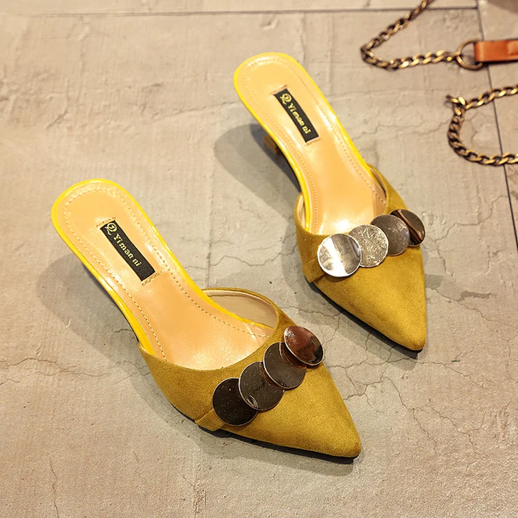 Mazefeng/Новинка года; Летняя женская обувь; повседневная женская обувь; однотонные уличные сандалии на тонком каблуке; модные женские шлепанцы с острым носком