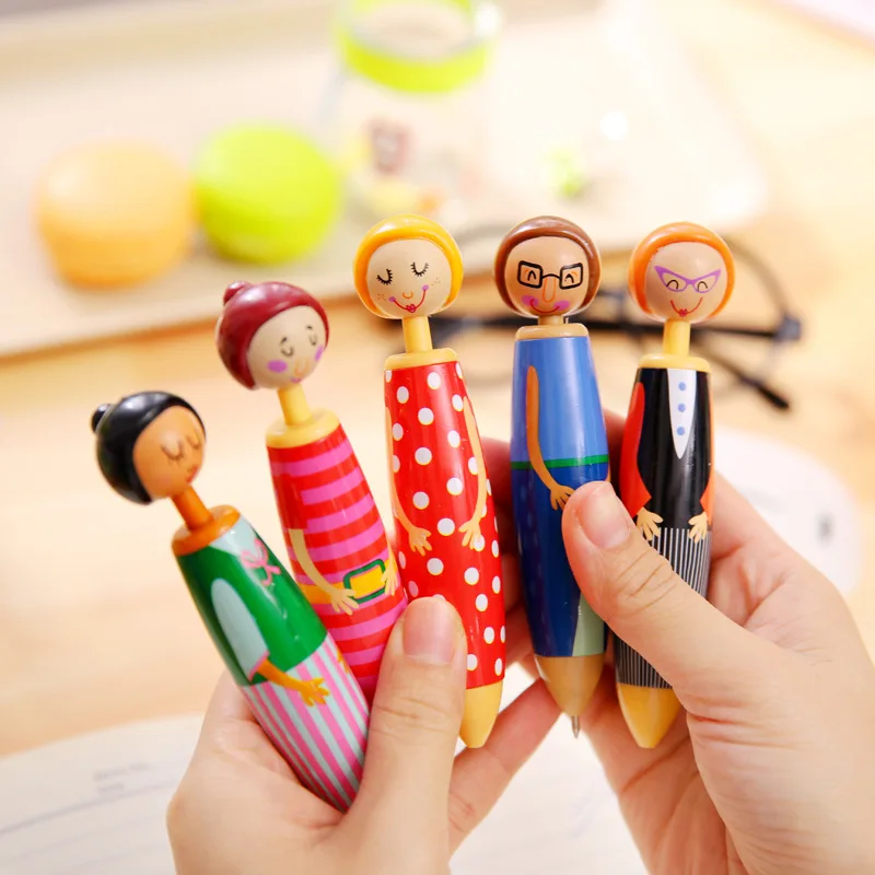 

5 pcs/lot Lovely Fat Girl Doll Ballpoint Pen Creative Cartoon Student Learning Writing Pens Gifts School Stationery Supplies
