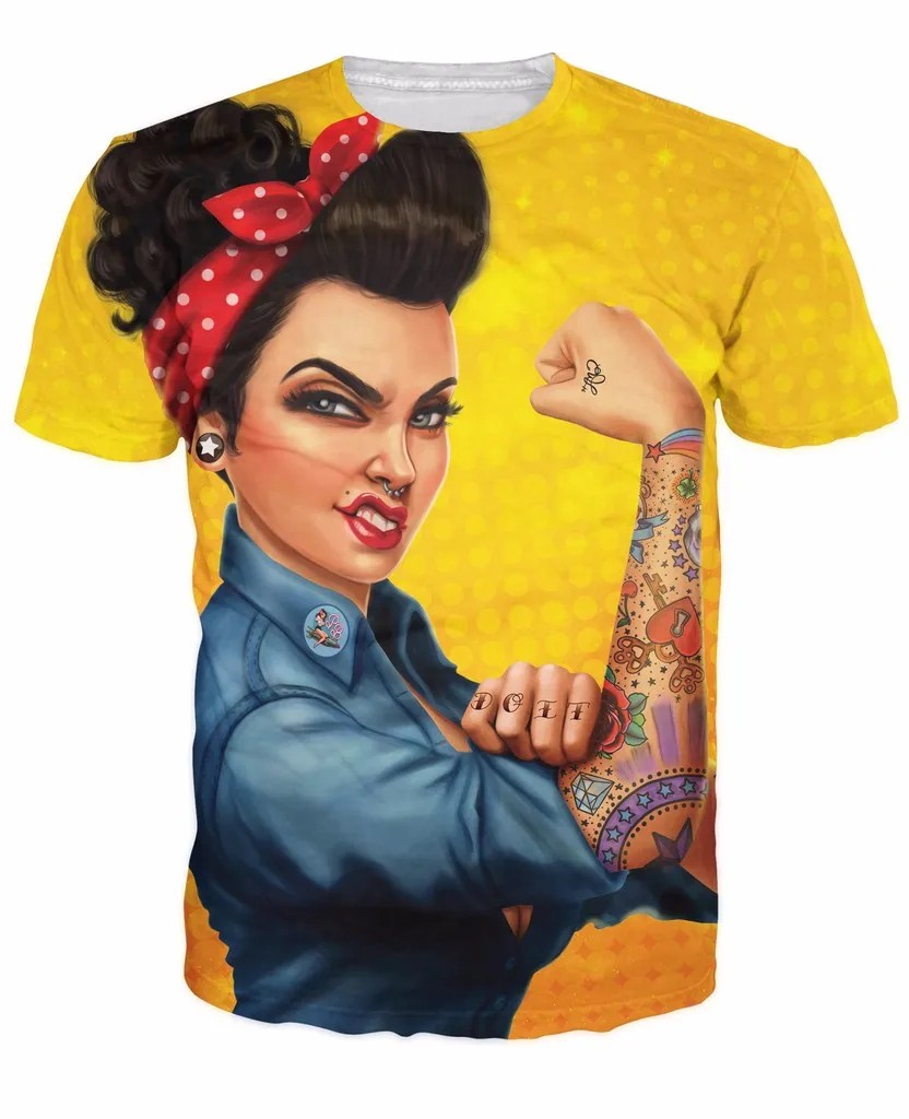 Футболка с татуировкой и пирсингом Rosie The Riveter яркие футболки для женщин мужчин