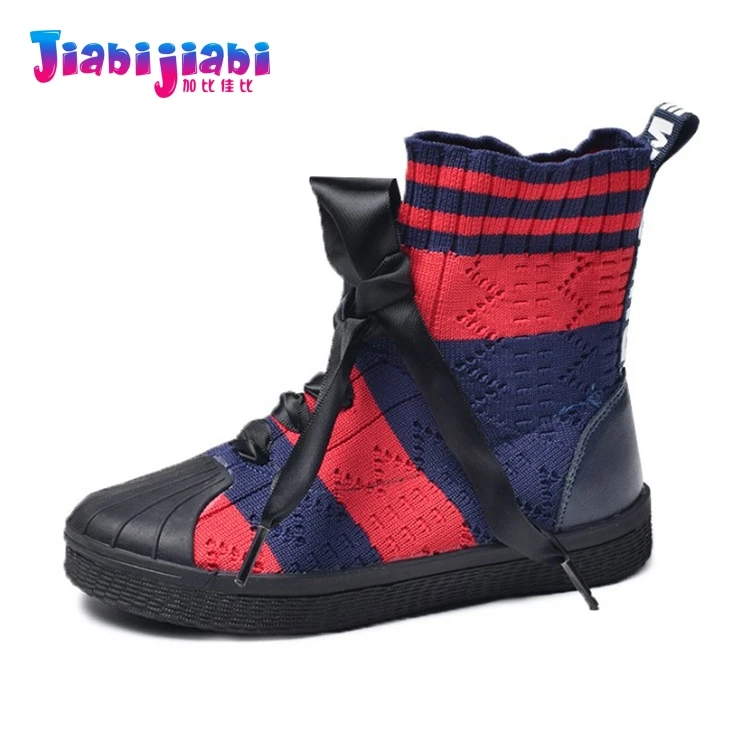 

Girls Hight Cut Casual Shoes 3-12T Student Children Football Sport Shoes Toddler Kids Flats Elastic Fabric Leisure Shoes 8890