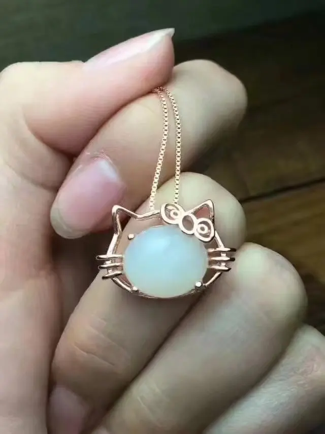 

LANZYO 925 sterling silver natuarl white Jasper Fine Jewelry Necklace Pendant Women Bridal new z101201aghy