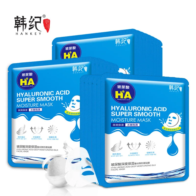 HANKEY Hyaluronic Acid silk Moisture Mask for face Korean Cosmetics Fade Whitening Skin Care Anti Wrinkle Aging Facial Masks | Красота и