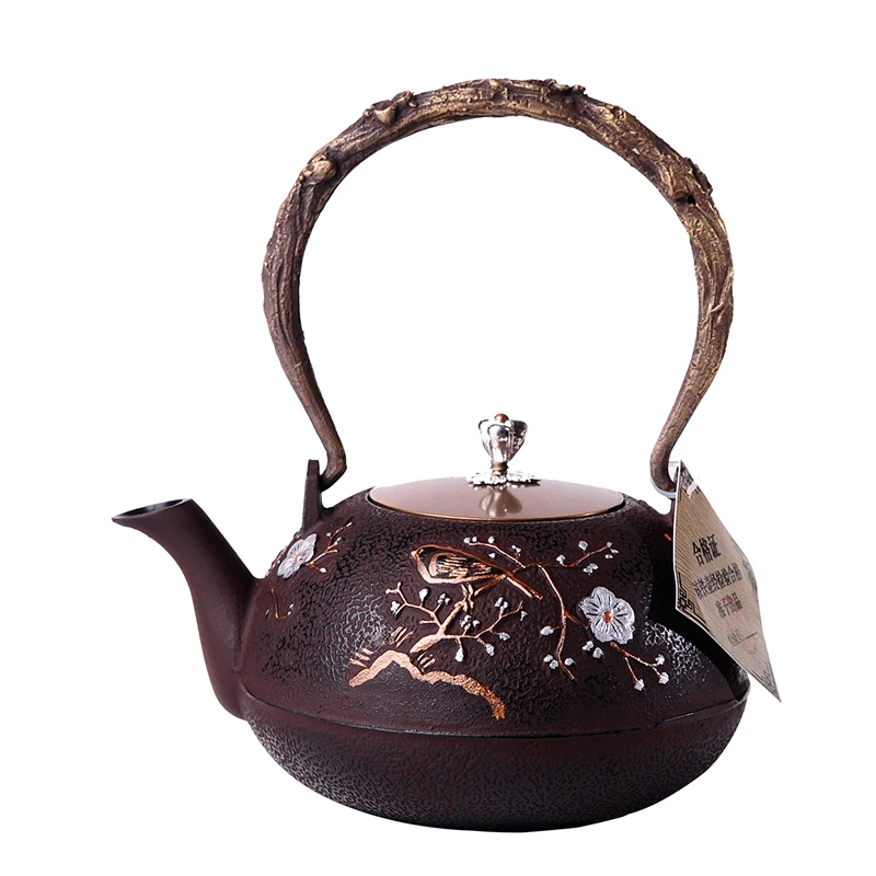 

Chinese Handmade health Teapot metal kettle Tastefully Art Sculpture Chinese Tea Pot Boil Tea Cast Lron Kettle Boil Wine Kettle