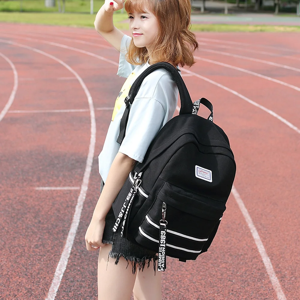 

Backpack female Korean version of the trend of fashion students high school backpack canvas bag