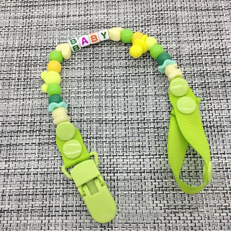 

New Baby Pacifier Clip Chain Hand Made Colorful Dummy Beads Pacifier Clip Holder Soother Baby Pacifier for Kids