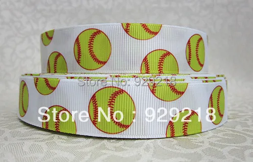 

wm 10 yards lot 7/8inch 22mm 1010008 softball prrinted grosgrain ribbon