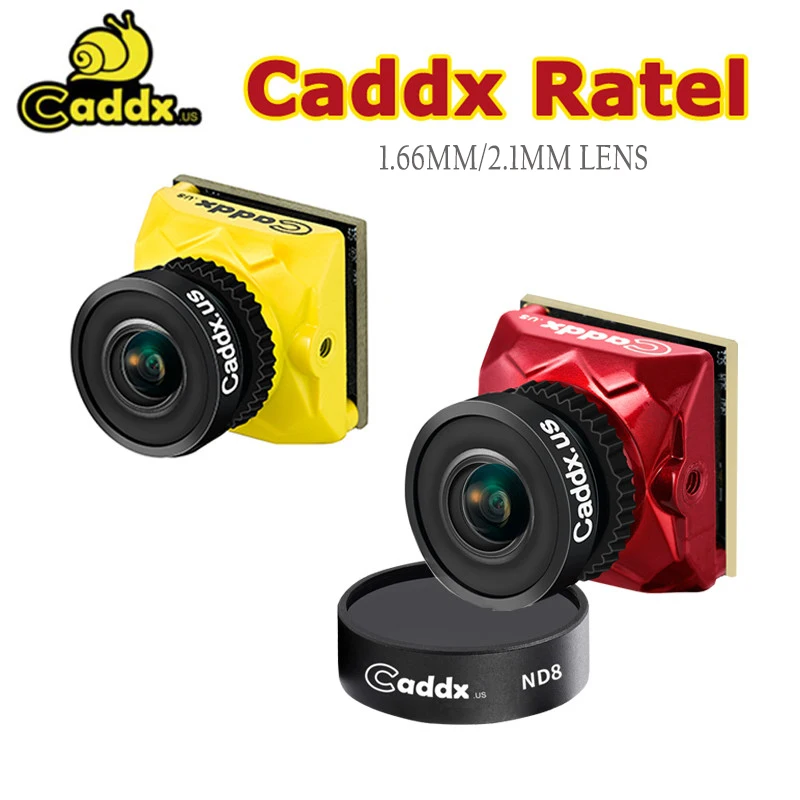 

Caddx Ratel FPV Camera 1/1.8'' Starlight HDR OSD 1200TVL NTSC/PAL 16:9 4:3 Switchable1.66mm 2.1mm Lens For RC FPV Racing Drone