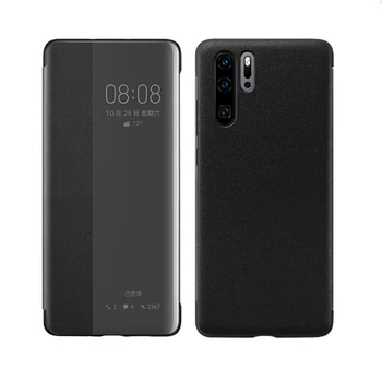 

Leather Flip Case Cover For Huawei P30 Pro Window View Wake up/ Sleep Smart Touch Clear Phone Protective Case For Huawei P30