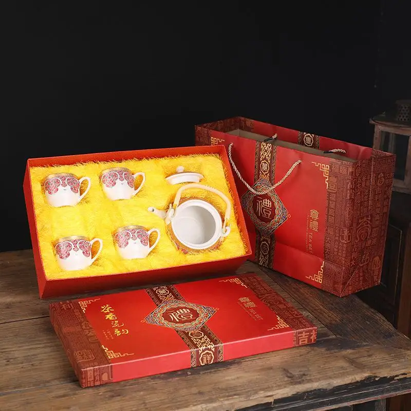  Drinkware Teaware Sets Chinese Pattern Ceramics Tea Set Porcelain Teaset Kettle Portable Teacups Te