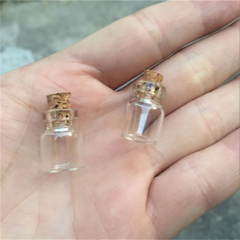 0.6ml Mini Transparent Clear Glass Bottles With Cork Empty Tiny Glass Vials Jars Small Gift Bottle 13*18*6mm 100pcs/lot