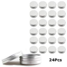 24 Pack 60ml Shallow Round Metal Tin Containers Cans for lip balm & craft storage Jar Containers with Screw Cap for Lip Storage