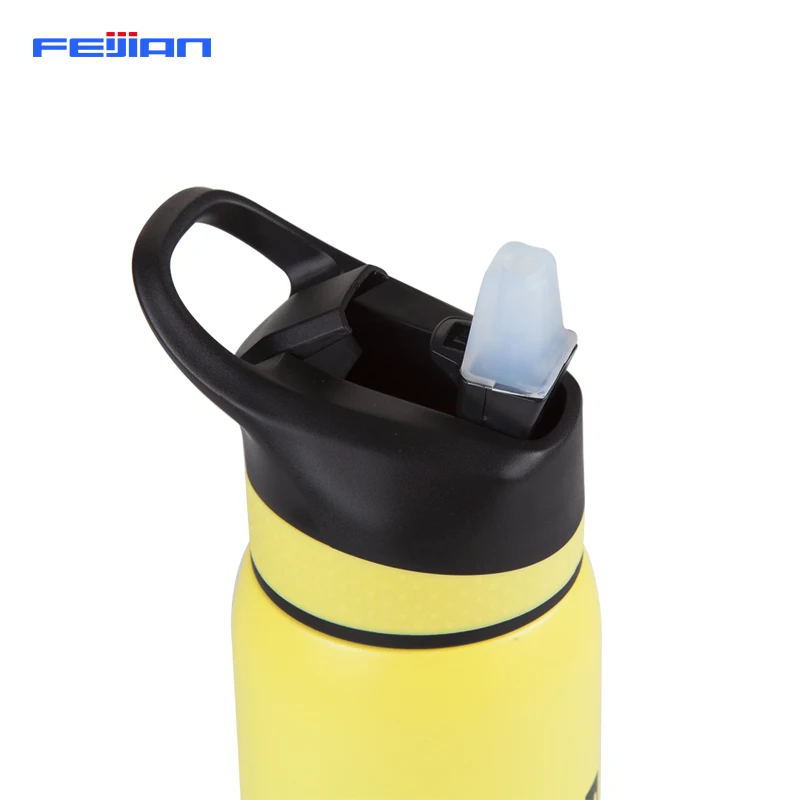 FEIJIAN термос бутылка с соломенной крышкой с широким горлышком с вакуумной изоляцией с двойными стенками 18/8 нержавеющая сталь с порошковым покрытием BPA бесплатно