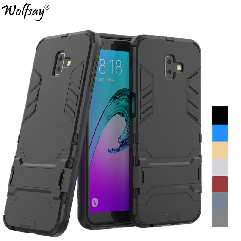 For Samsung Galaxy J6 Plus Case TPU & PC Phone Holder Shockproof Slim