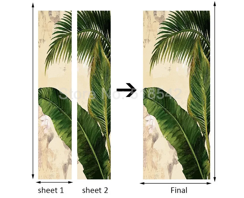 3D наклейка на дверь тропические растения зеленые банановые листья фото обои для гостиной спальни декор двери ПВХ самоклеющиеся наклейки s