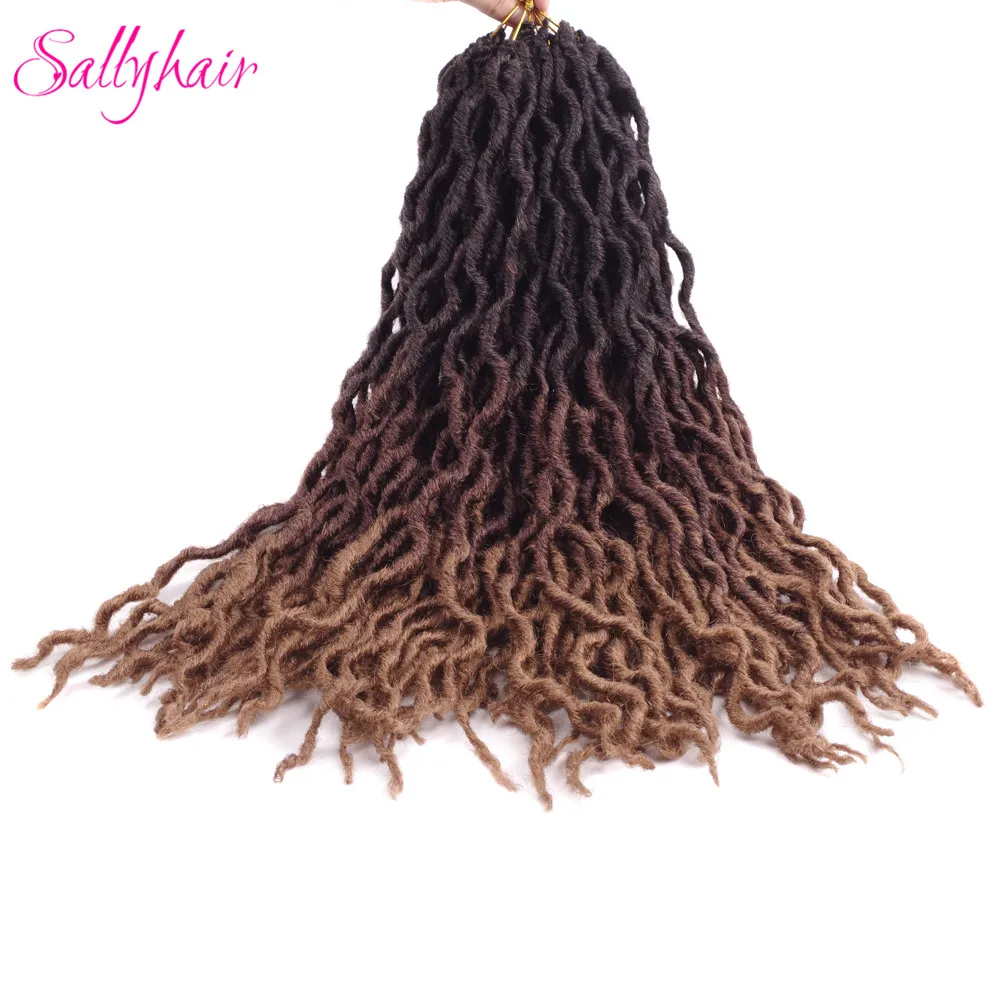 Sallyhair Faux locs Curly вязанные косички для наращивания волос 24 пряди/упаковка Омбре синтетические косички волос 18 дюймов