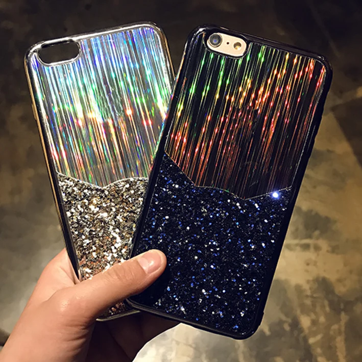 Kerzzil Shining Plating Laser Sequins Colorful Soft Case for iPhone 8 7 6 6S Plus Phone Silicone Cover Back |