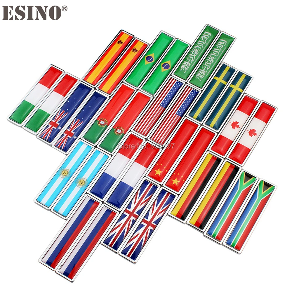 

2 x Car Styling Whole Body Fender National Flag Set 3D Metal Chrome Zinc Alloy 3D Emblem Badge Sticker Decal Auto Accessory