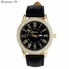 Brothertime C9 New Arrival Geneva Women s Leather Band Roman Rhinestone Quartz Wrist Watch Dress Watches