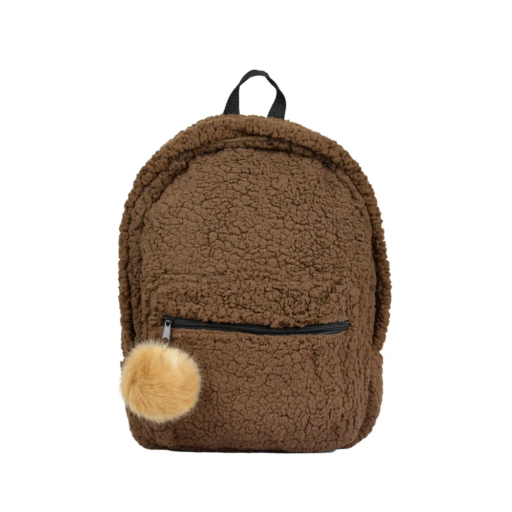 New light women girl student backpacks zipper school bag with Faux