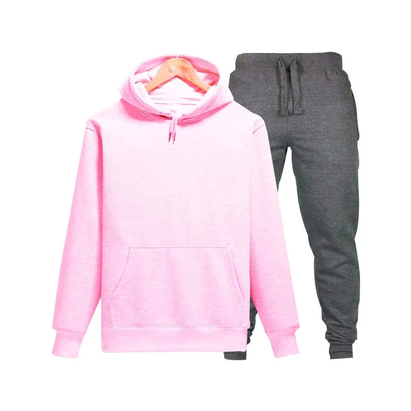 2019Men's / Women's Sportswear New Brand Sports Casual Wear Two-piece Cotton Fleece Thicken Hoodie + Pants Sports Set