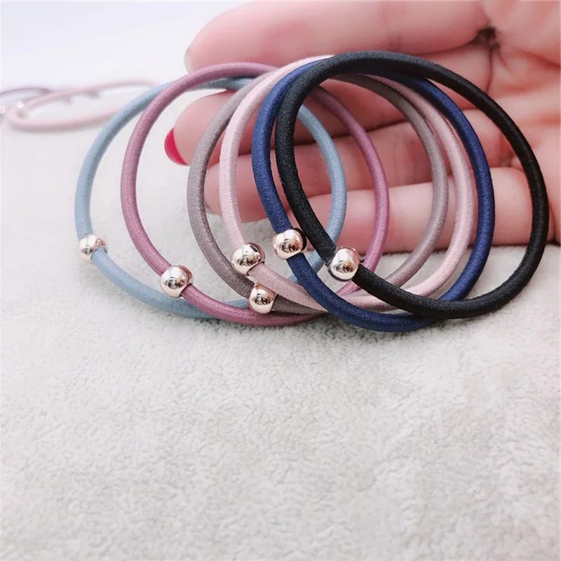 

10PCS/Lot Size 5CM Girls Gold Ball Rubber Bands Safe Elastic Hair Bands Ponytail Holder Women Hair Accessories