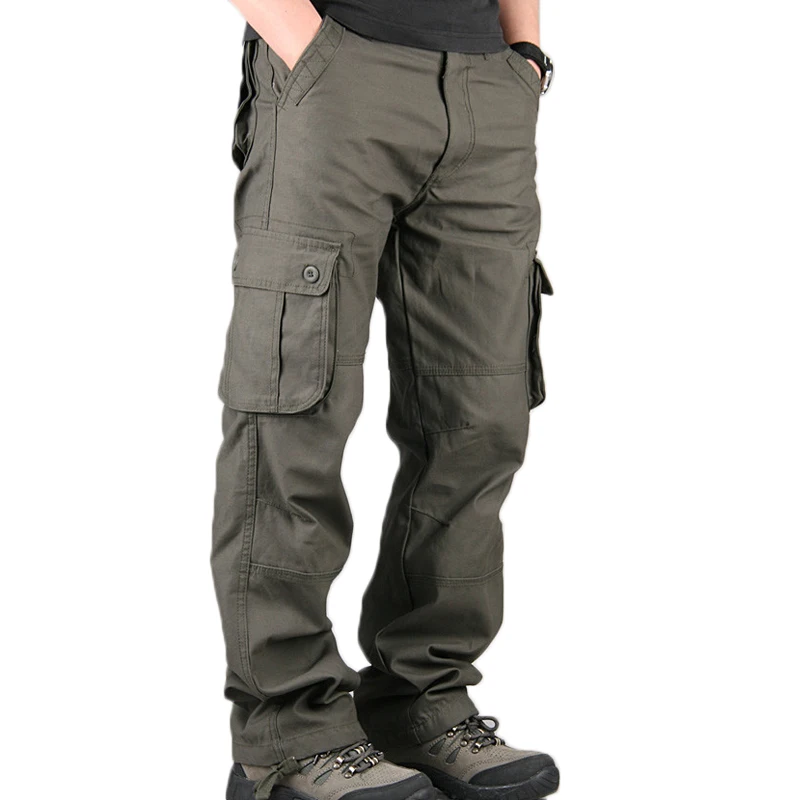 

Men's Cargo Pants Mens Casual Multi Pockets Military Large size Tactical Pants Men Outwear Army Straight slacks Long Trousers