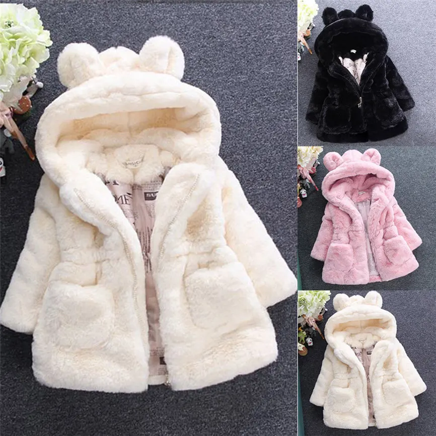 

2018 Children Coat Baby Coat Cute Infant Girls Autumn Winter Cotton Blend Hooded Coat Cloak Jacket Thick Warm Outerwear 823