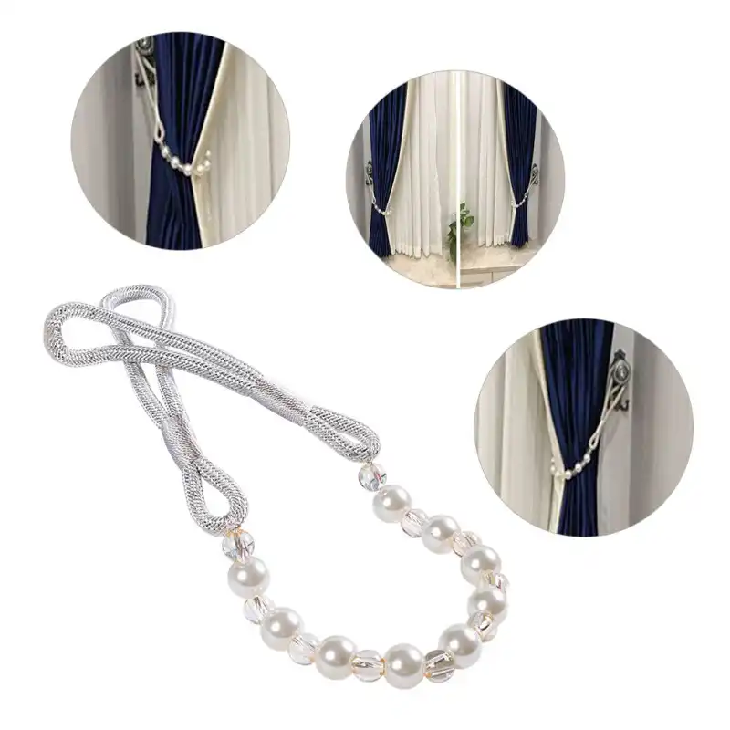 Curtain Tiebacks Rope European Style Crystal Pearls Window Drapery