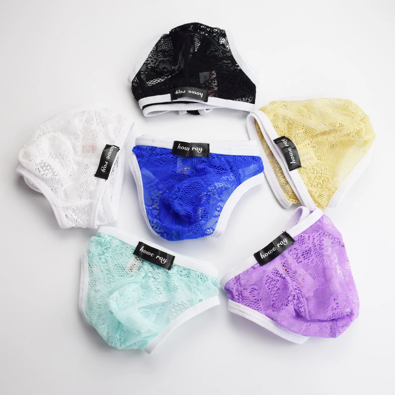 

2019 Brand Howe Ray men's gay underwear sexy pants men solid lace briefs low waist breathable fashion calzoncillos triangular