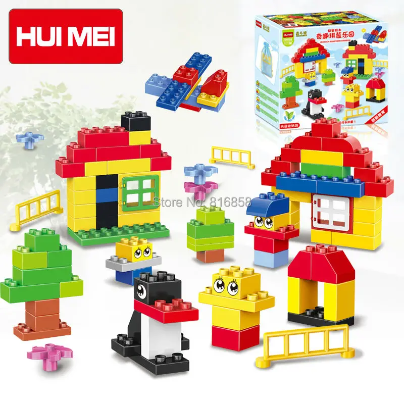 Original HUIMEI 100pcs Basic Classic Building Blocks Bricks Baby First Blocks Educational Kids Toys Compatible with