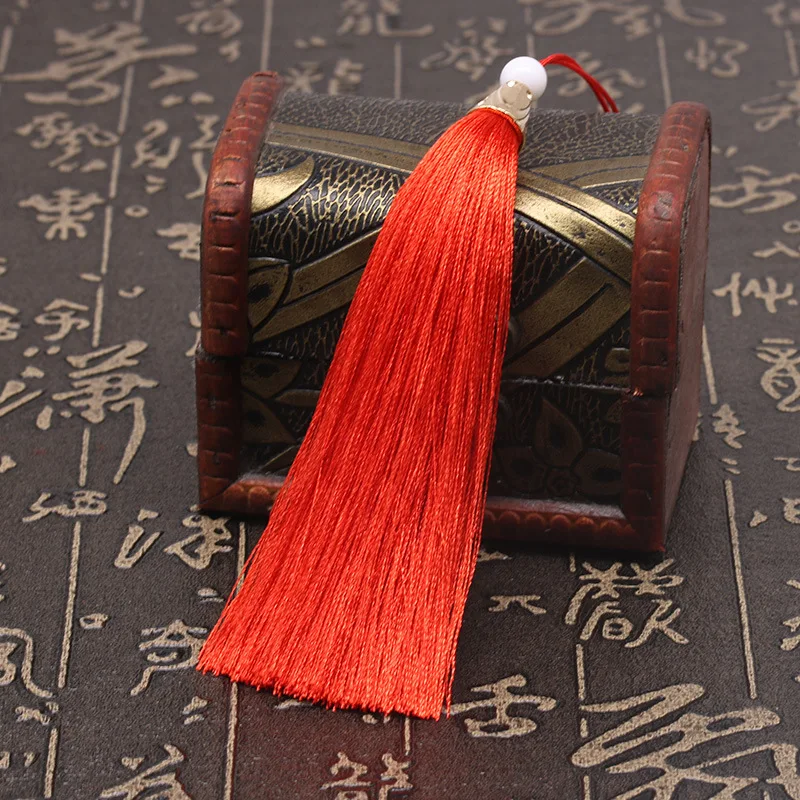 20cm Polyester Silk Beaded Tassels Earrings Charm Pendant Satin Tassel for DIY Crafts Jewelry Making Findings Materials