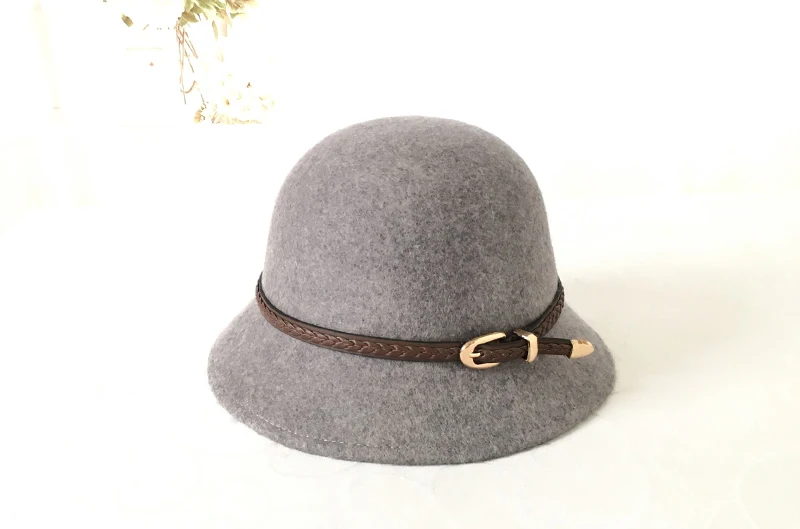 Женская шерстяная фетровая шляпа, Женская осенне-зимняя фетровая шляпа, Купольные шляпы, британская Пряжка, модная женская шерстяная