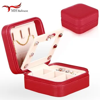 

Portable Jewelry Box Travel Mini Petite Princess Simple Stud Earrings Earrings Storage Box Jewelry Box Female Makeup Mirror