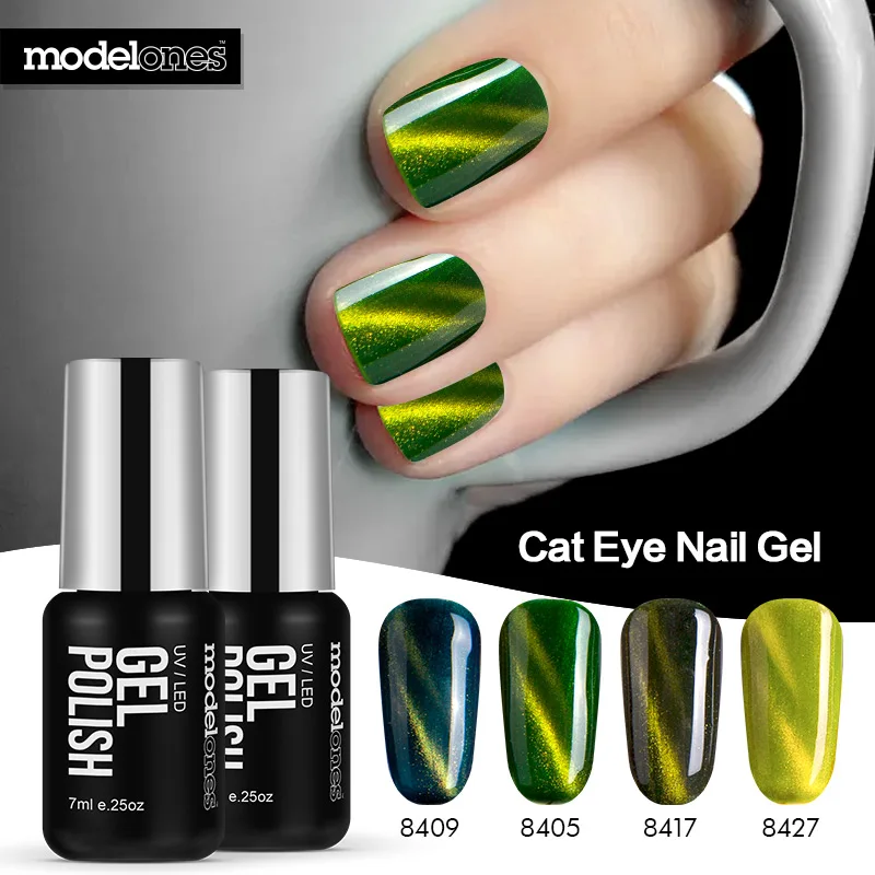 Modelones Newest Green Color Series Cat Eyes Gel Polish Soak Off UV Led