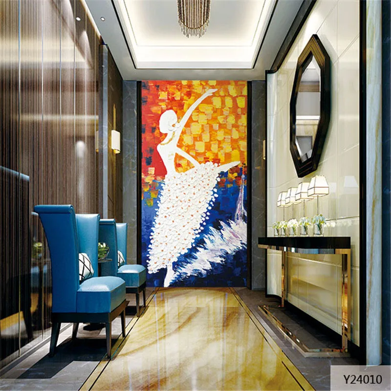 

Custom Fabric & Textile Wallcoverings For Walls Heavy cotton and linen For Living Room European Entrance Hallway Corridor Dancer