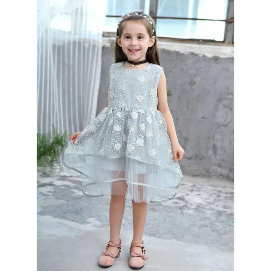2018 Summer New Princess Flower Lace Dress Baby Girls Elegant Wedding Formal Clothing (12)