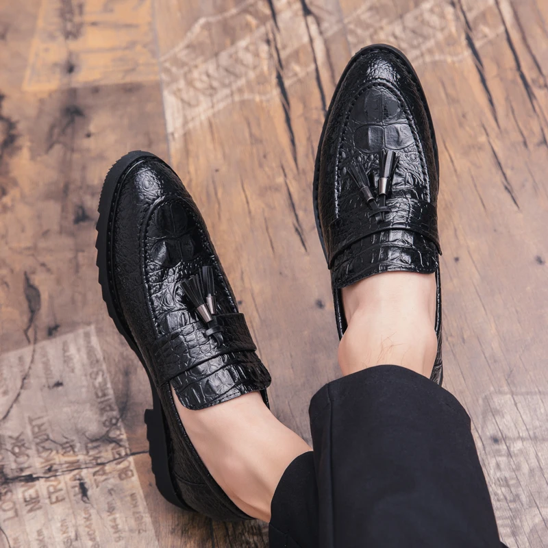 cool unique snake skin men leather shoes fashion moccasins italian designer business male footwear brogue oxford shoes for men  (33)