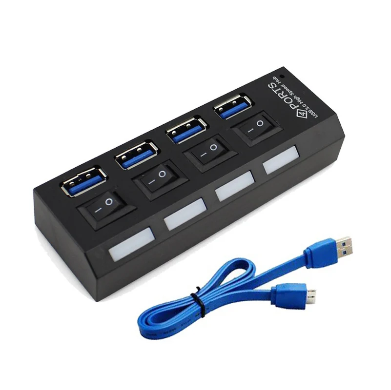 USB 3.0 HUB 4 Ports Splitter With LED ON/OFF Switch