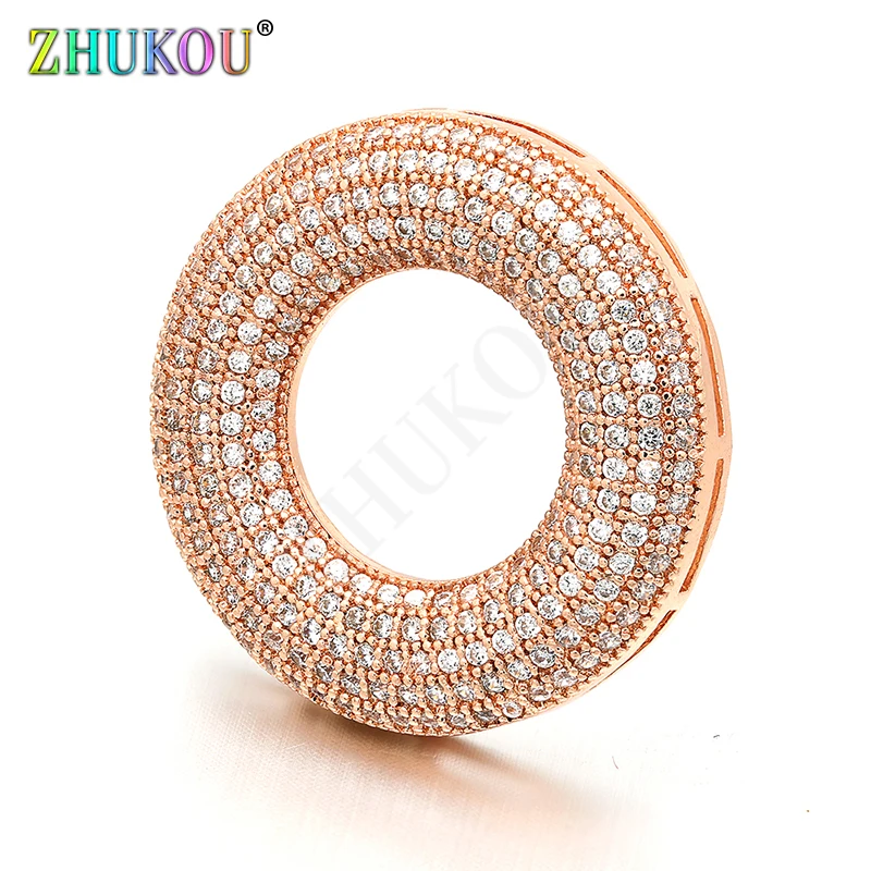 27mm Handmade Micro Pave Cubic Zirconia Beads Charms for Diy Crafts Jewelry Findings Making, Model: VZ142