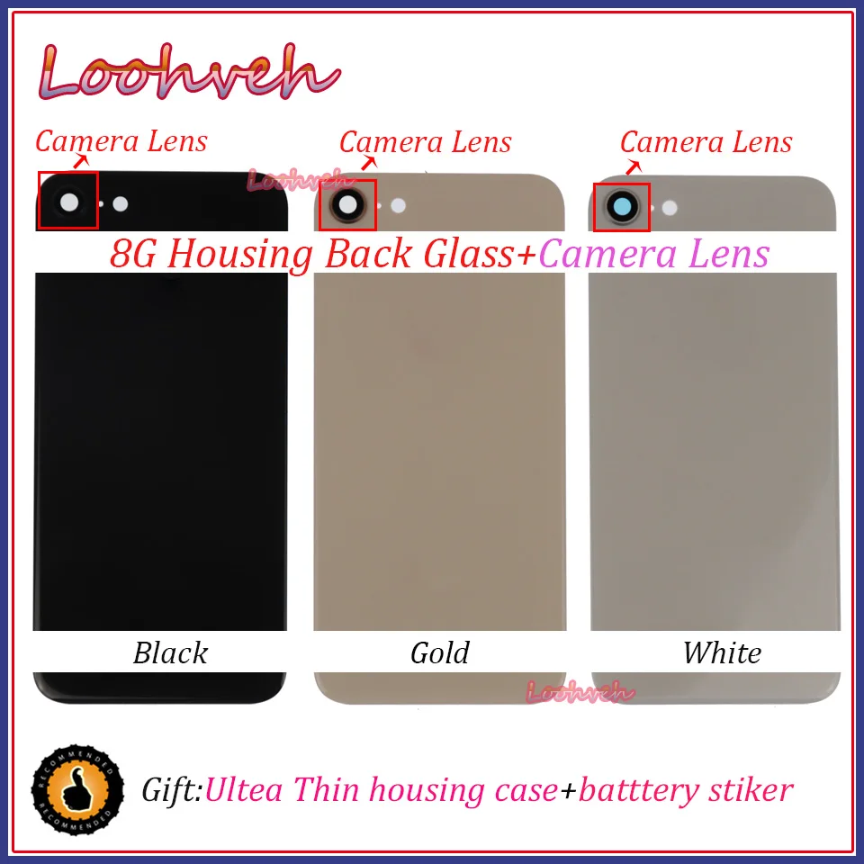 

OEM For iphone 8 8G 8 Plus 8Plus Battery Cover Rear Door Chassis Frame Back Housing cover Glass + Camera Frame Lens
