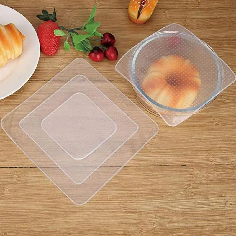 

3 pieces Food Grade Keeping Food Fresh Wrap Reusable high stretch Silicone Food Wraps Seal Vacuum Cover Stretch Lid