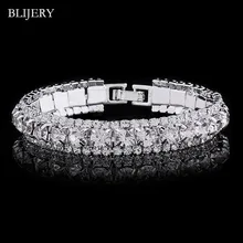 BLIJERY Посеребренная блестящая браслеты для женщин многоцветные Стразы цепочка браслеты и браслеты свадебный Рождественский подарок