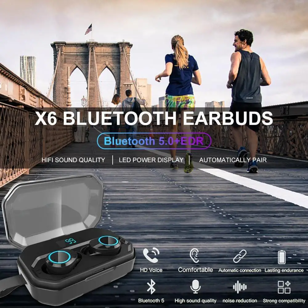 TWS наушники X6P с поддержкой Bluetooth 5 0 и сенсорным управлением 4000 мА · ч|Наушники