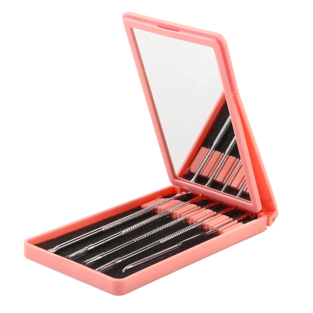 

5pcs/set Stainless Steel Acne Needles Pimple Remover Skin Cleanser Blackhead Remover Needles With Mirror