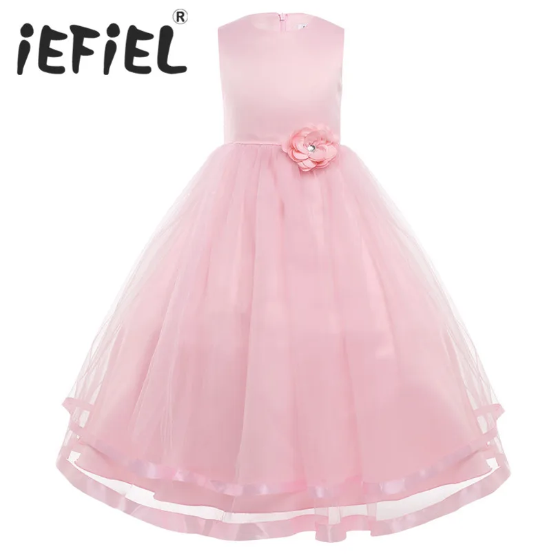 Детские Платья с цветочным узором и бантом для девочек; настоящая фотография; праздничное платье принцессы для первого причастия; платье для свадьбы и подружки невесты