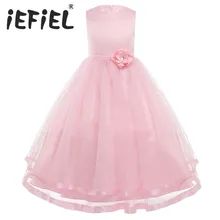 Детские Платья с цветочным узором и бантом для девочек; настоящая фотография; праздничное платье принцессы для первого причастия; платье для свадьбы и подружки невесты