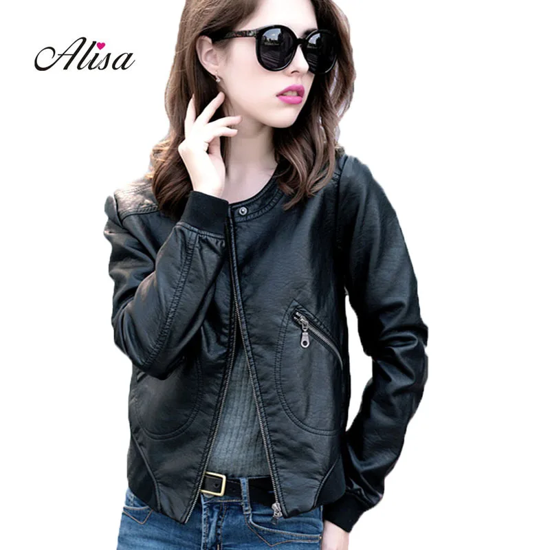 

Women Pink Leeather Jacket New 2018 Spring Long Sleeve Plus Size 5xl Black Pu Coat Ladies Punk Zipper Biker Moto Jacket Cheap